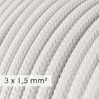 Hochquerschnittiges Stromkabel 3x1,50 rund – Seideneffekt-Gewebe Weiß RM01 – Ansicht 2