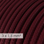 Elektrikkabel mit großem Querschnitt 3x1,50 rund – Bordeaux Seideneffekt-Stoff RM19 – Ansicht 2