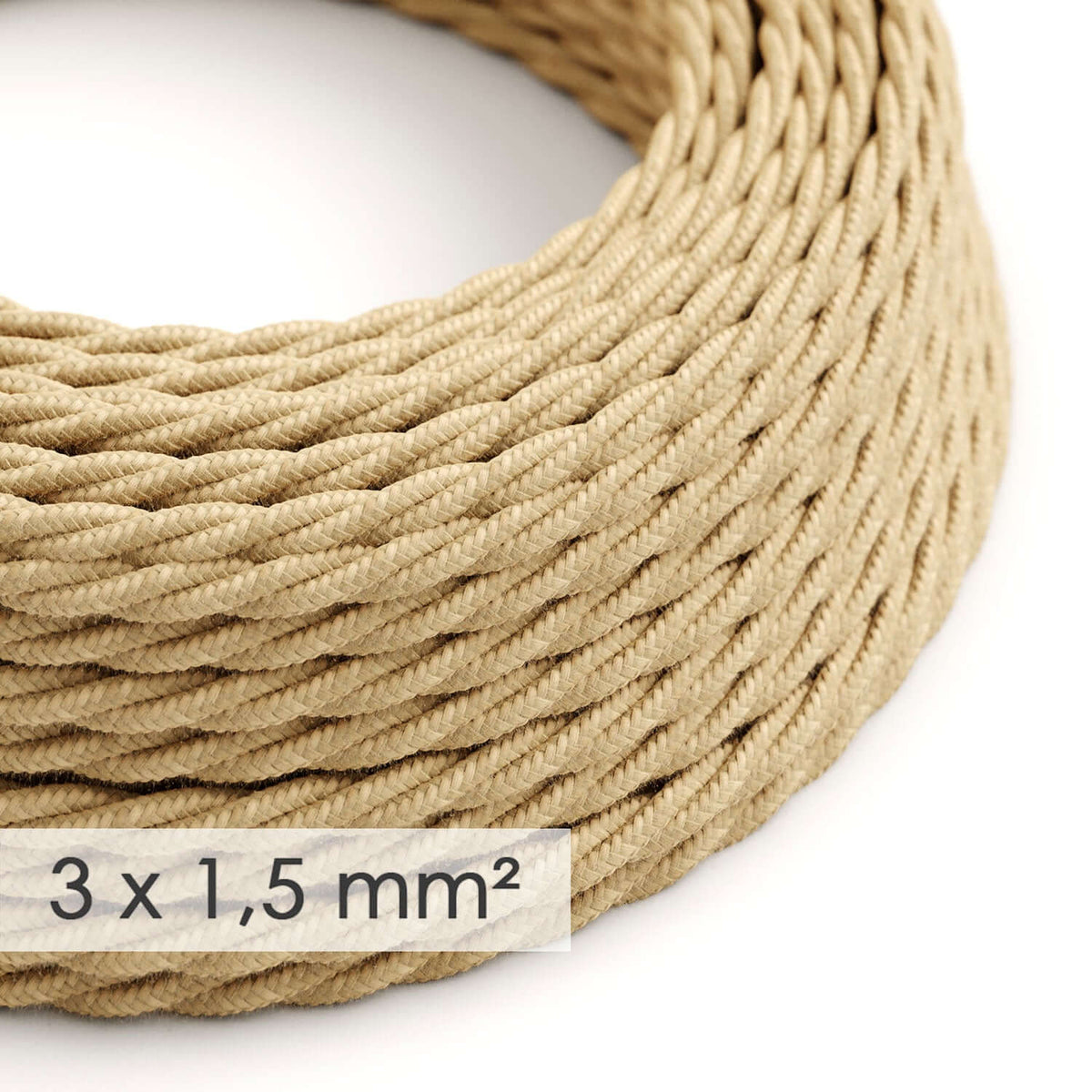 Geflochtenes Starkstromkabel 3x1,50 – Jute TN06