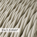 Elektrokabel mit extragroßem Querschnitt 3x1,50, geflochten – Stoff mit Seidenoptik Elfenbein TM00 – Ansicht 2