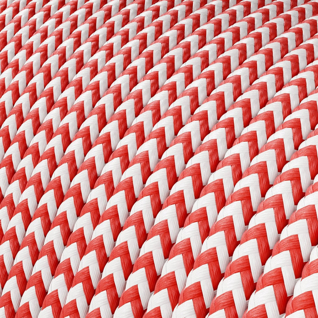 Extra-Low-Voltage-Textilkabel mit Stoffummantelung Zig Zag Weiß Rot RZ09 – Ansicht 2