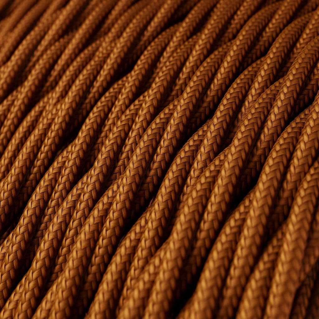 Textilkabel in geflochtener Whiskeyfarbe – Ansicht 2