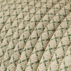 Stromkabel mit Textilgeflecht Thymian-Grün und Beige-Raute – Ansicht 2