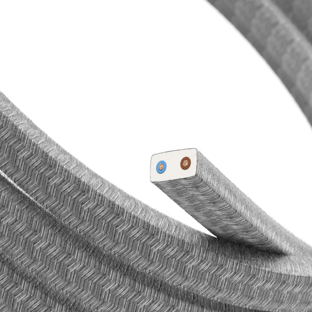 Elektrikkabel für Kettenpendelleitung, ummantelt mit natürlichem Leinen in Grau CN02 - UV-beständig – Ansicht 2