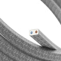 Elektrikkabel für Kettenpendelleitung, ummantelt mit natürlichem Leinen in Grau CN02 - UV-beständig – Ansicht 2