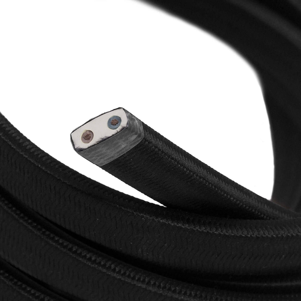 Kettenseilkabel für Lichterkette, ummantelt mit Stoff Schwarz CM04 – UV-beständig – Ansicht 2