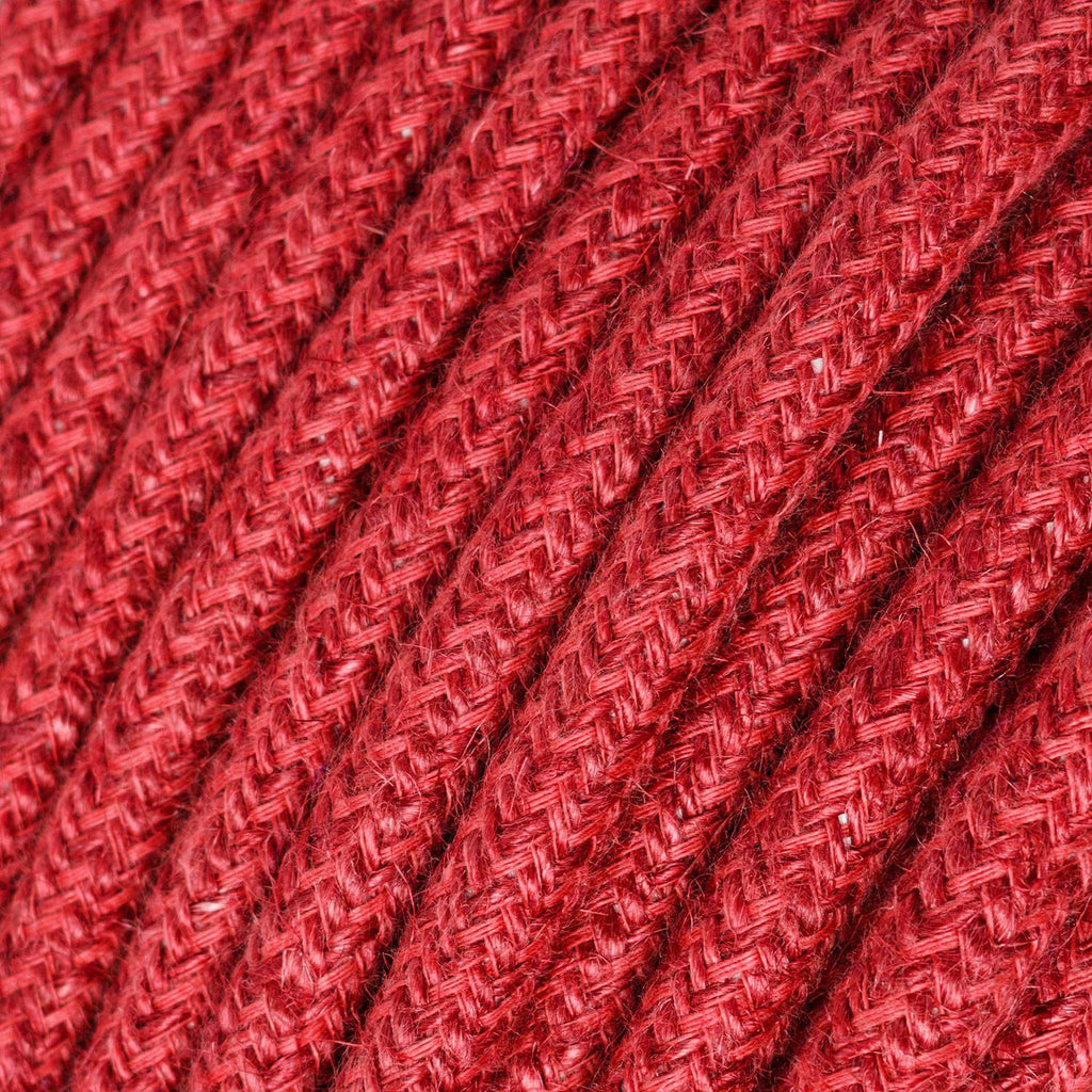 Cherry Red Jute-ummanteltes Stromkabel – Ansicht 2