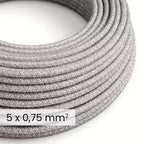 Textil-Elektrokabel DALI 5x0,75 mm² Leinen grau meliert – Dekoratives Kabel für Lichtanlagen RN02