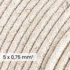 Textilkabel DALI 5x0,75 mm² aus naturweißem Leinen – Design-Leitung für Beleuchtung RN01 – Ansicht 2