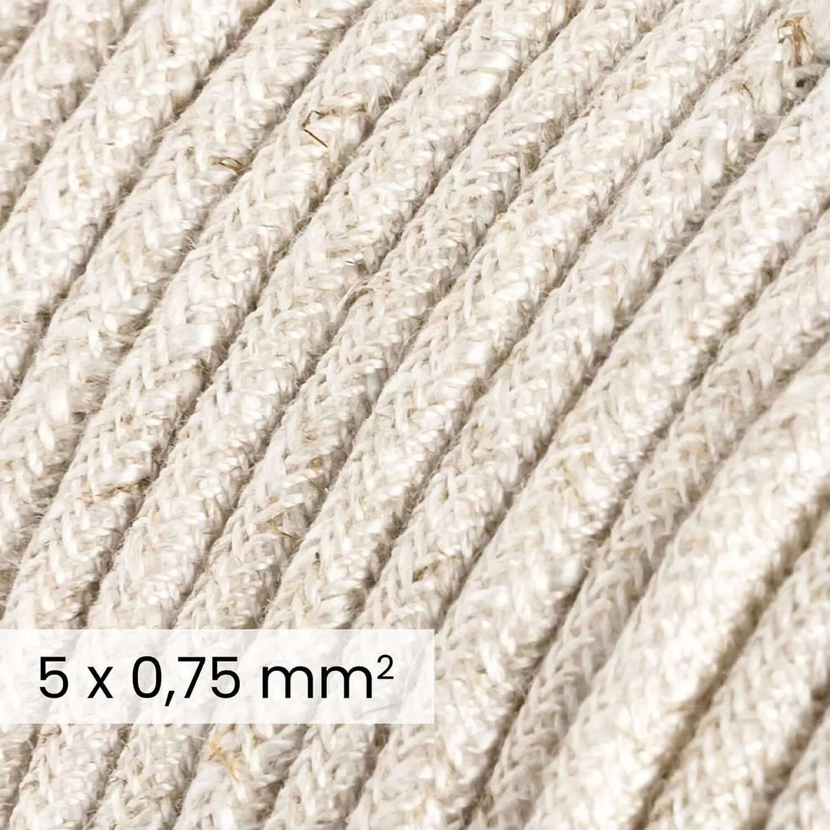 Textilkabel DALI 5x0,75 mm² aus naturweißem Leinen – Design-Leitung für Beleuchtung RN01 – Ansicht 2