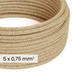 DALI Textilkabel 5x0,75 mm² neutral aus Jute – Naturfaser-Stoffkabel für Designbeleuchtung RN06