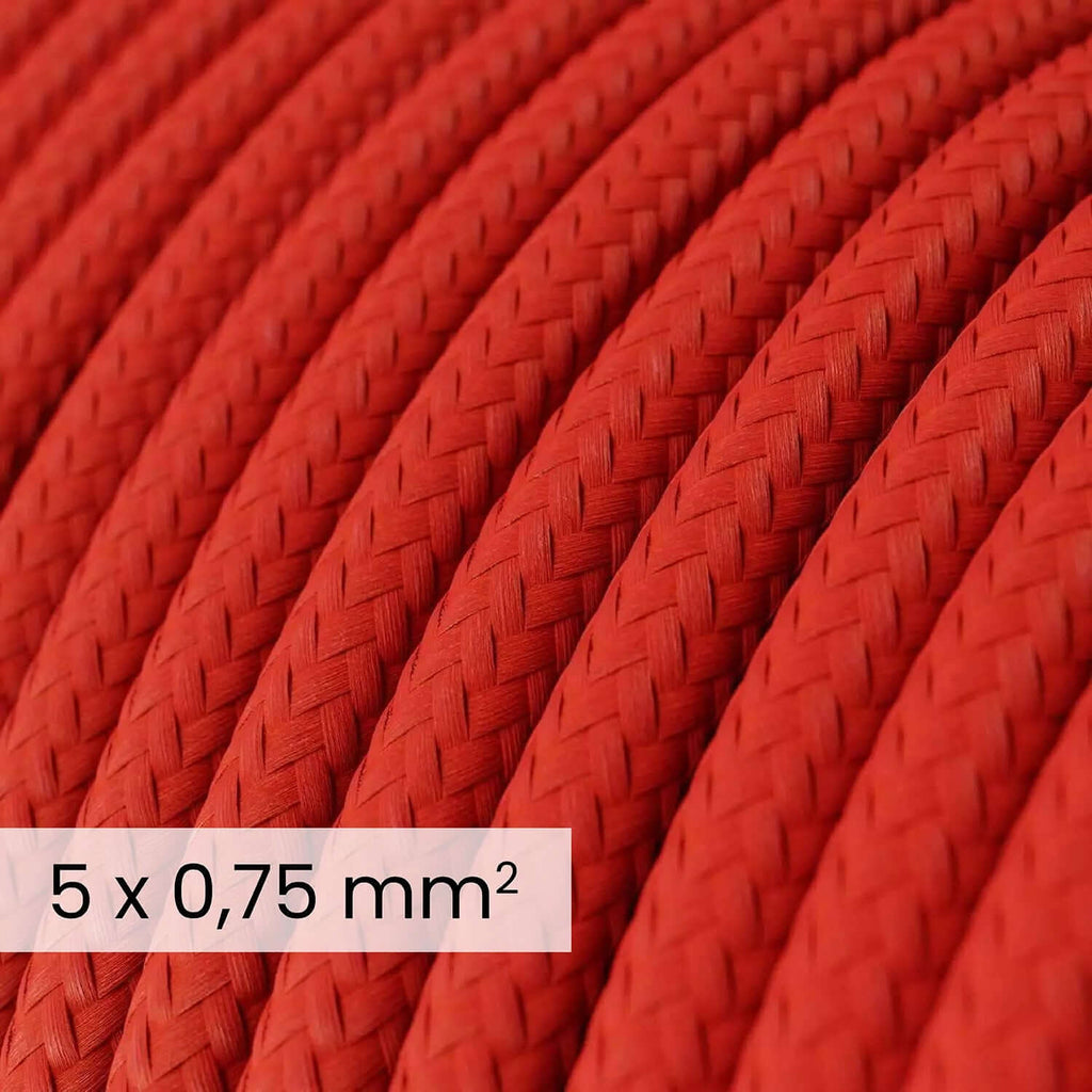DALI-Stoff-Elektrokabel 5x0,75 mm² Feuerrot – Flexibles Kabel für Beleuchtungs- und Smart-Home-Systeme RM09 – Ansicht 2