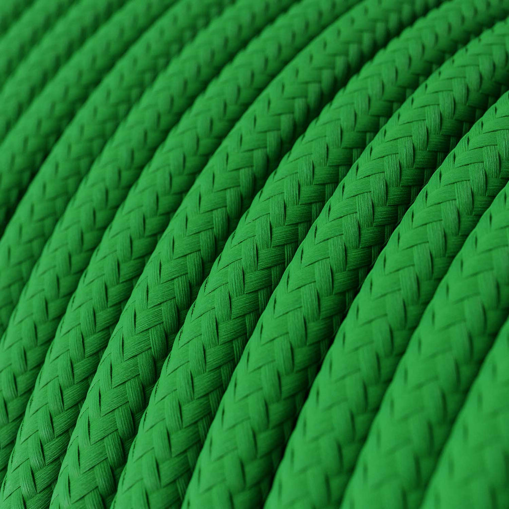 Elektrikkabel mit glänzendem, grasgrünem Textilmantel – Ansicht 2