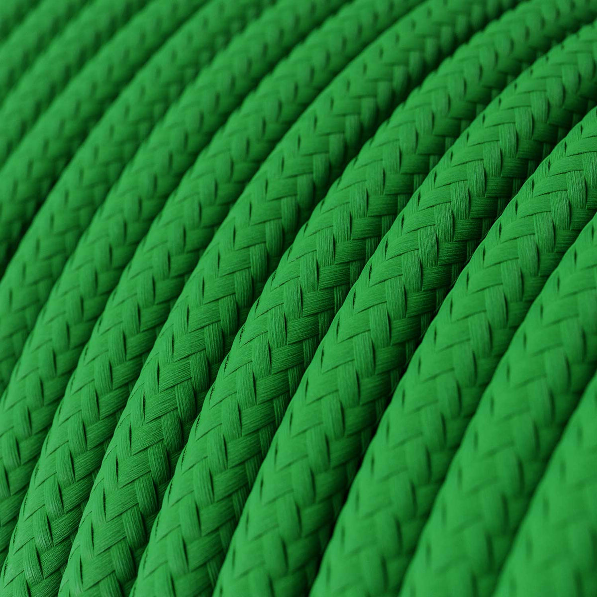 Elektrikkabel mit glänzendem, grasgrünem Textilmantel – Ansicht 2