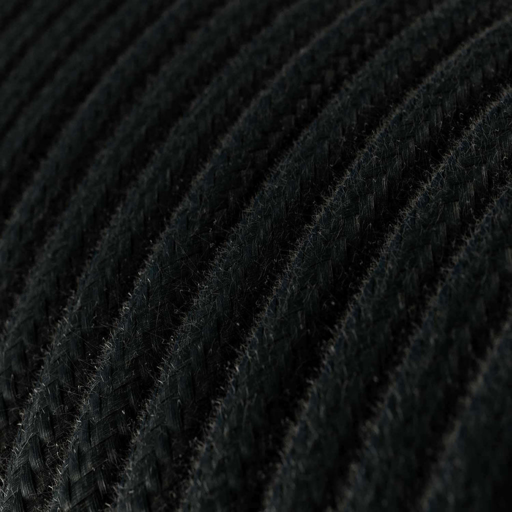 Ultra Soft Elektrokabel aus Silikon, ummantelt mit Baumwolle Schwarz Carbon – RC04 rund 2x0,75 mm – Ansicht 2
