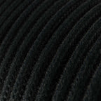 Ultra Soft Elektrokabel aus Silikon, ummantelt mit Baumwolle Schwarz Carbon – RC04 rund 2x0,75 mm – Ansicht 2