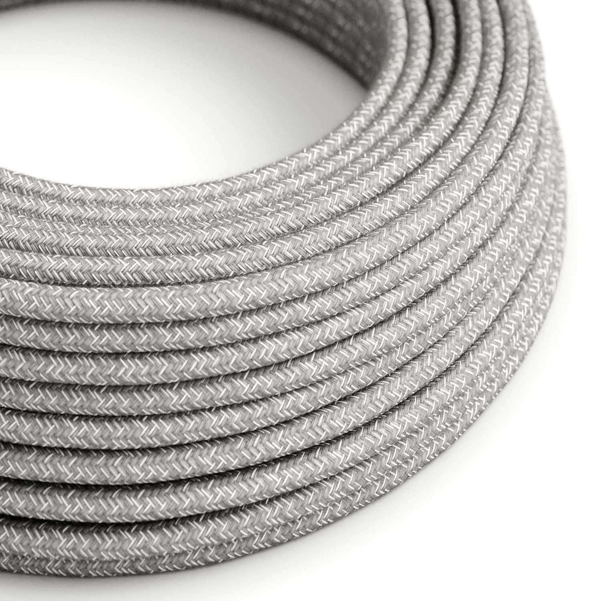 Elektrikkabel Ultra Soft aus Silikon und ummantelt mit Leinen in Grau Melange – RN02 rund 2x0,75 mm