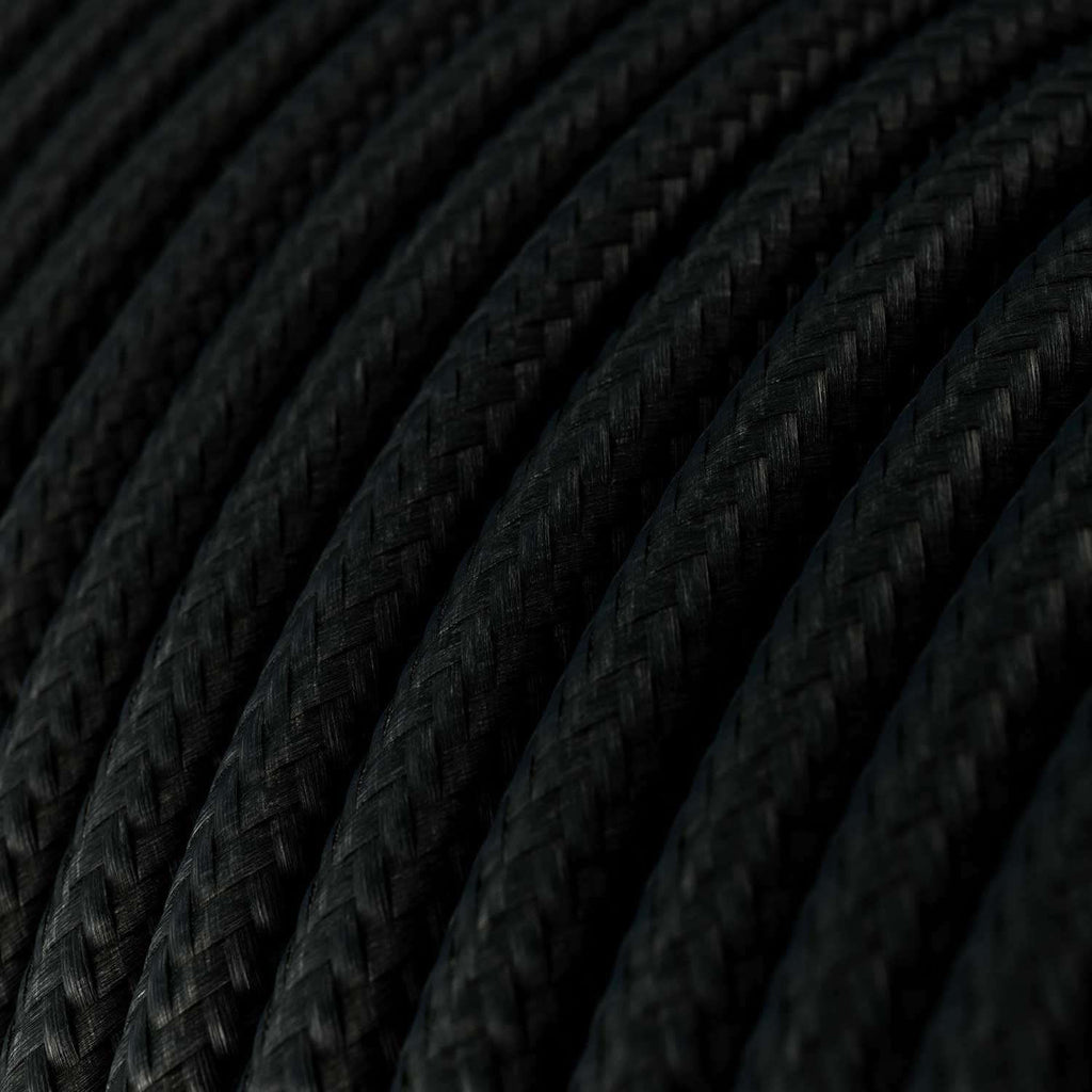 Ultra Soft Stromkabel aus Silikon, mit glänzendem Kohleschwarz-Gewebe ummantelt – RM04 rund 2x0,75 mm – Ansicht 2