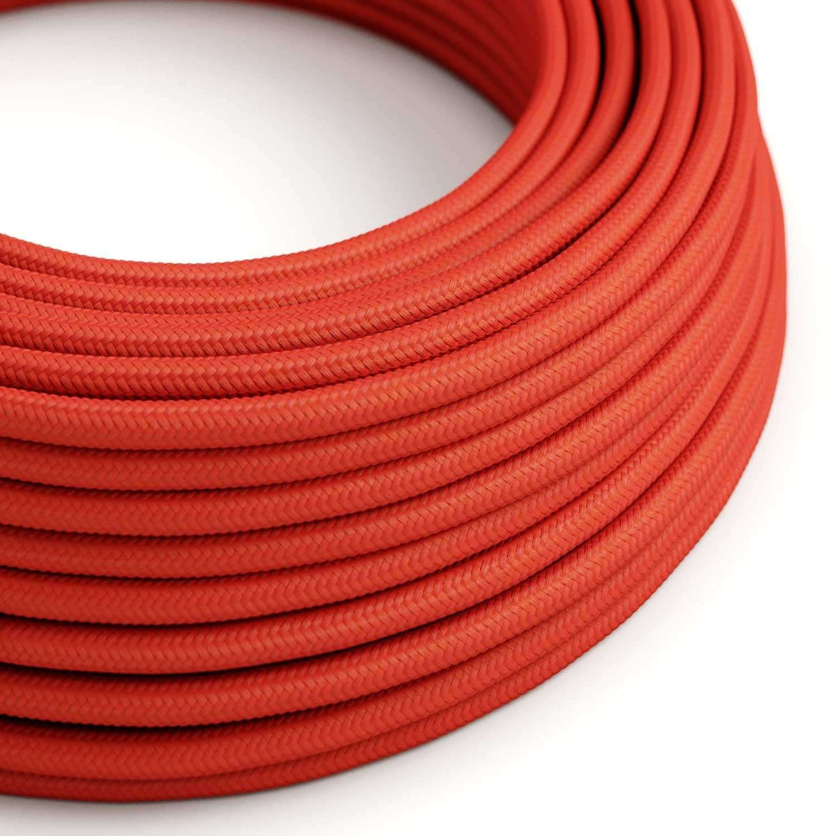 Ultra Soft Silikonkabel, glänzend, mit Stoff ummantelt Feuerrot - RM09 rund 2x0,75 mm