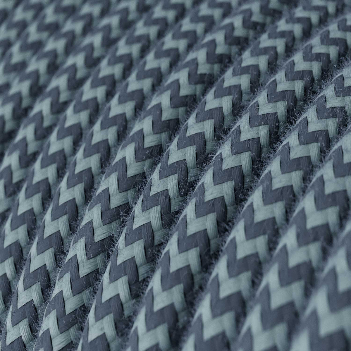 Beleuchtungskabel aus Baumwolle Stone Grey und Ocean Blue – Ansicht 2
