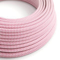 Stromkabel für Beleuchtung glänzend Fuchsia-Rosa und Optic-Weiß-ZigZag