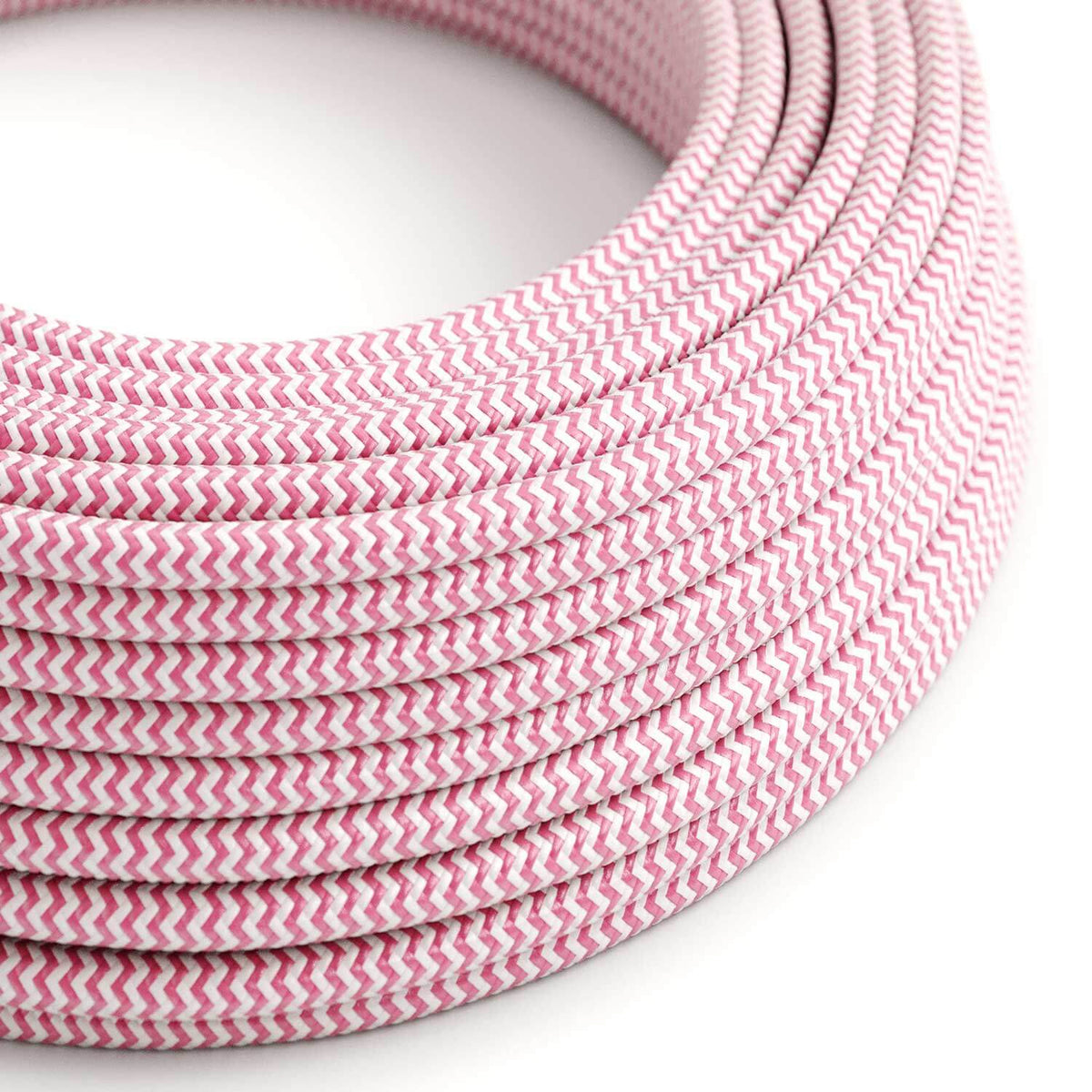 Stromkabel für Beleuchtung glänzend Fuchsia-Rosa und Optic-Weiß-ZigZag
