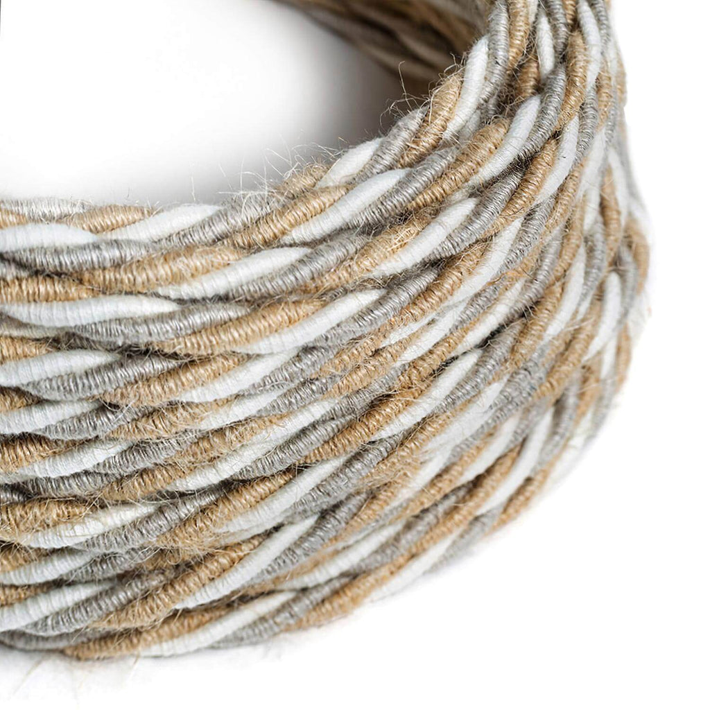 Geflochtenes Kabel für Beleuchtung aus Baumwolle, Jute und Leinen Country