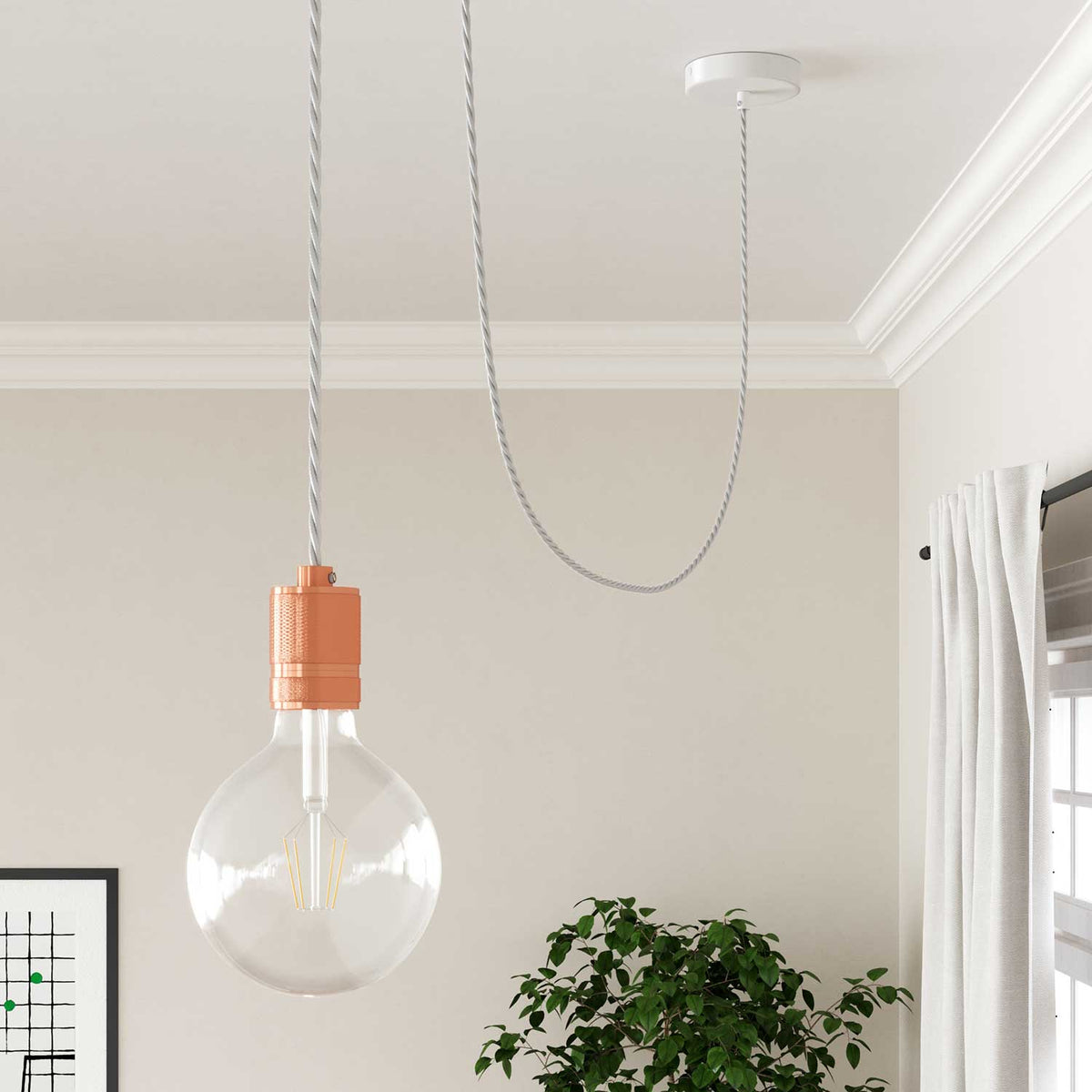 Textilkabel Optisch Weiß aus Baumwolle – Ansicht 4