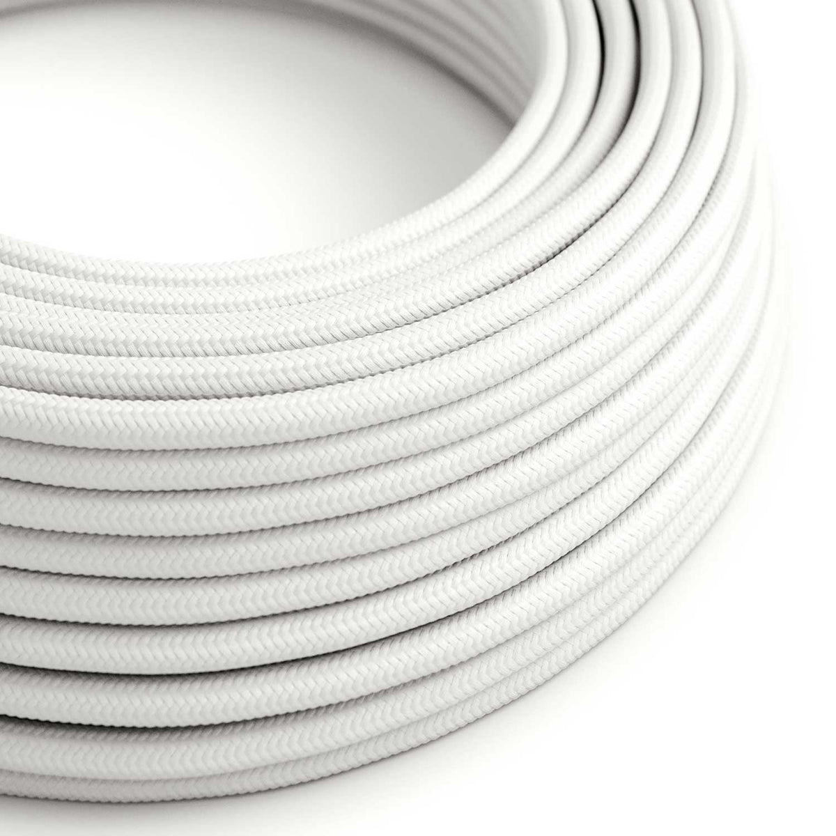 Küche Single Weiß – Glänzend weißes Textilkabel – RM01 rund 2x0,75mm / 3x0,75mm