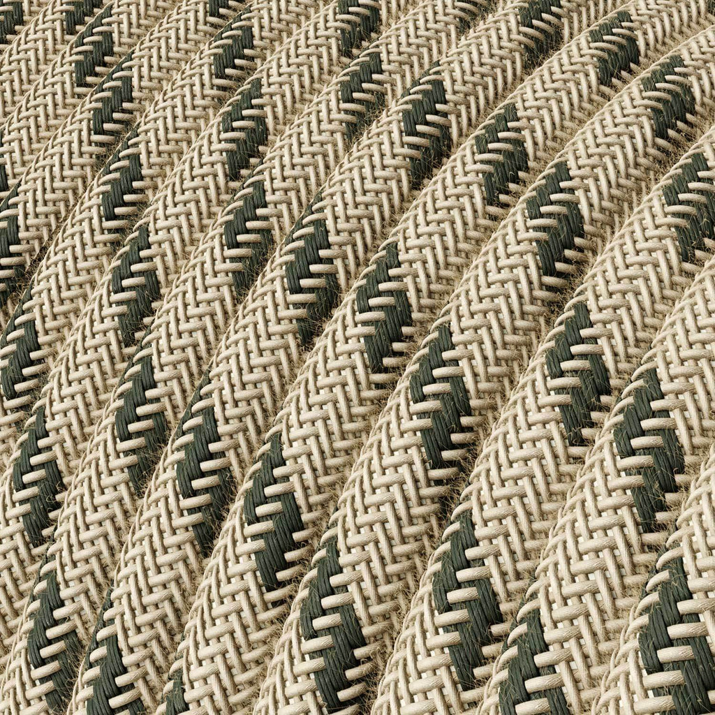 Textilkabel für Beleuchtung in Anthrazitgrau und Beige Streifen – Ansicht 2