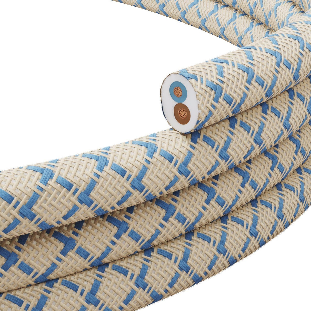 Flaches Textilkabel Blau Steward und Beige Losanga