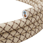 Textilkabel flach Leinen Rinde und Beige Raute