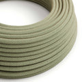 Stoffkabel Thymian-Grün und Beige ZigZag