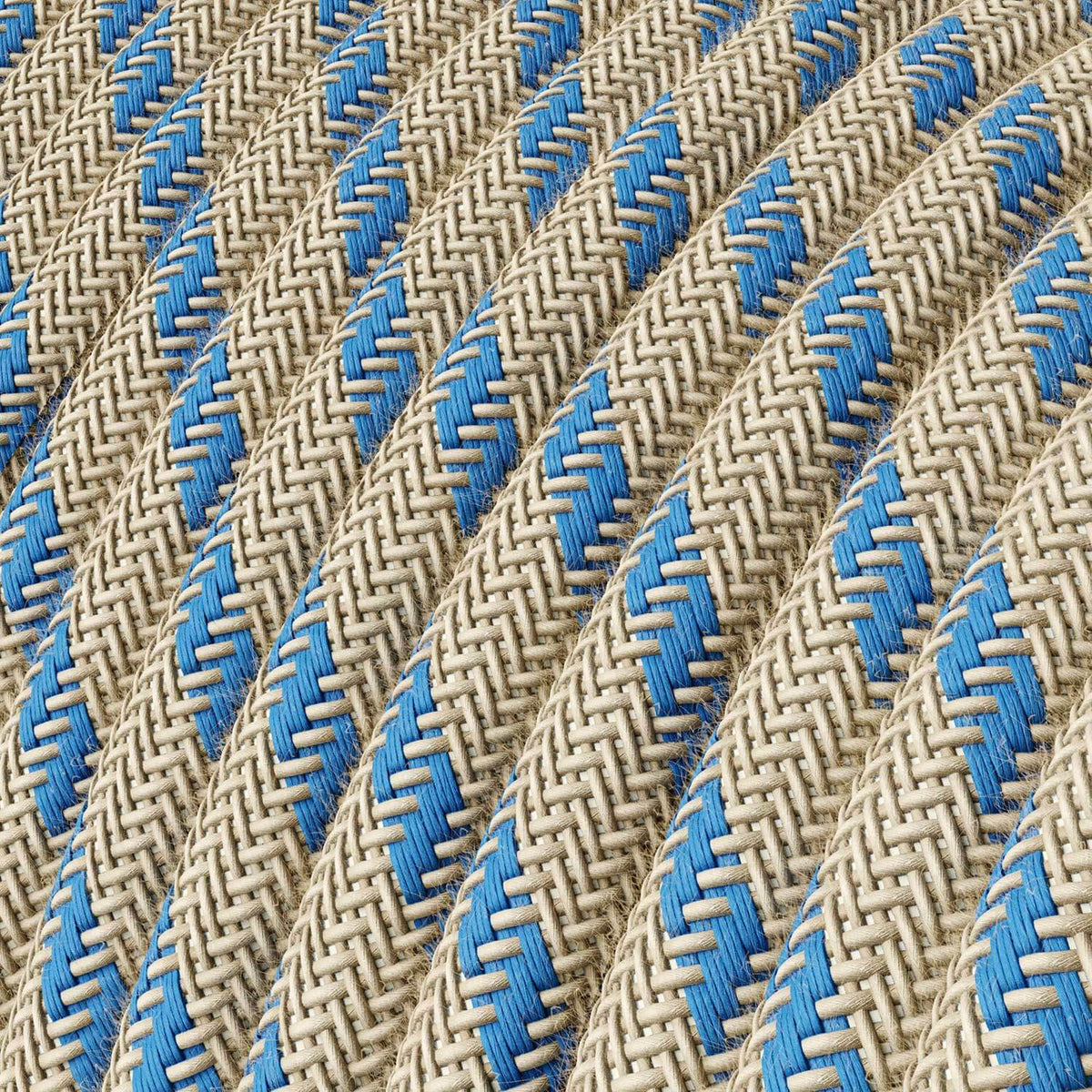 Textilkabel in Blau Steward und Beige-Streifen – Ansicht 2