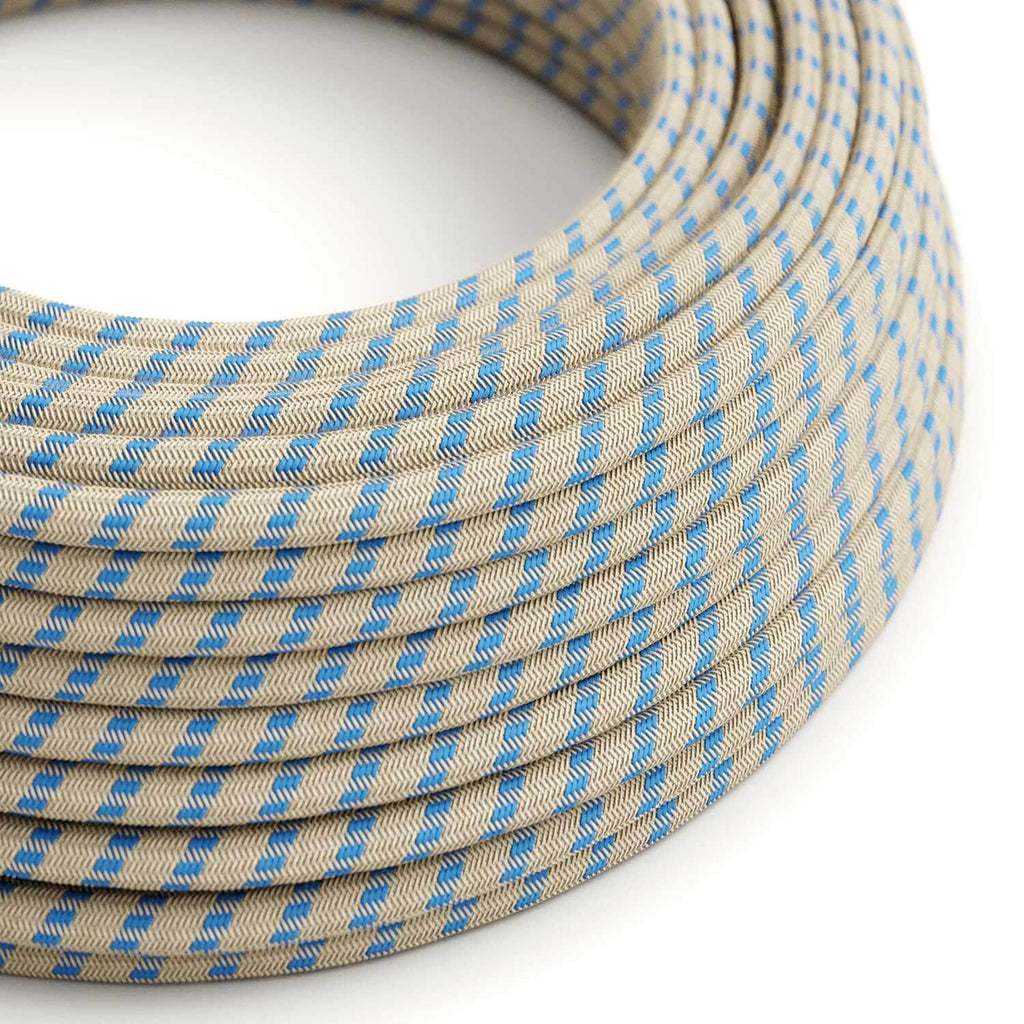 Textilkabel in Blau Steward und Beige-Streifen