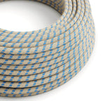 Textilkabel in Blau Steward und Beige-Streifen