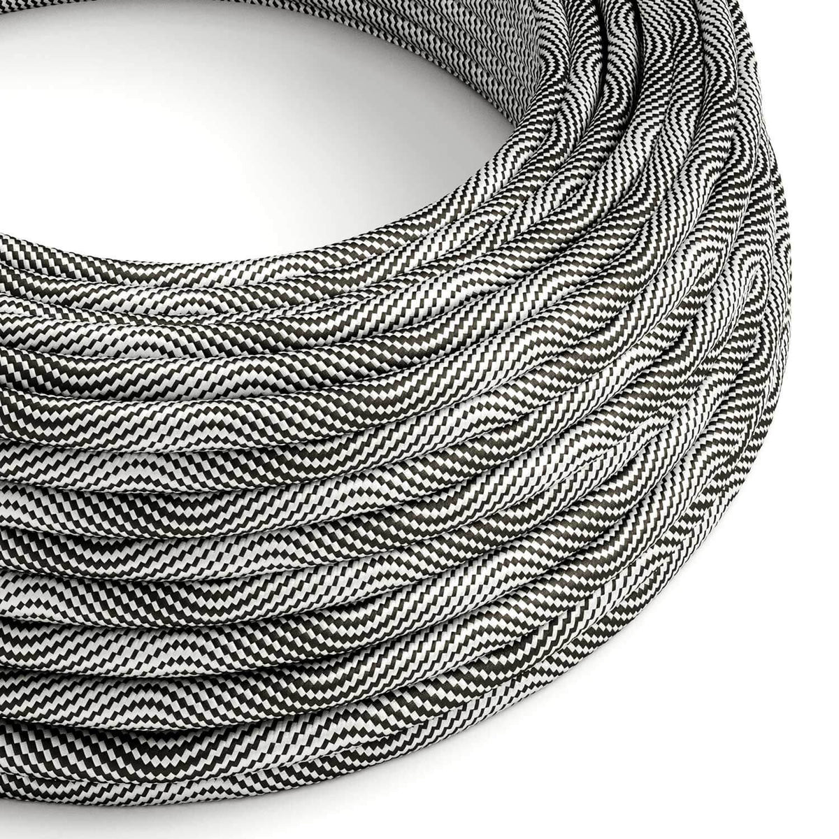 Elektrisches Textilkabel Optical Schwarz & Silber Vertigo
