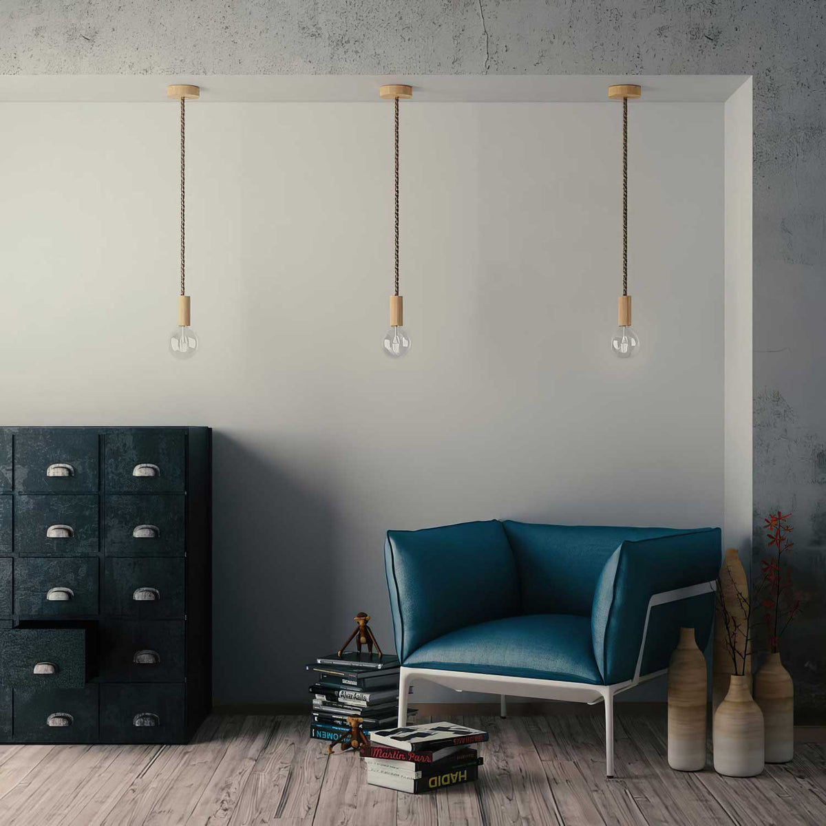 Elektronisches Kabel 3x0,75 ummantelt mit rohem Jutegeflecht – Ansicht 3