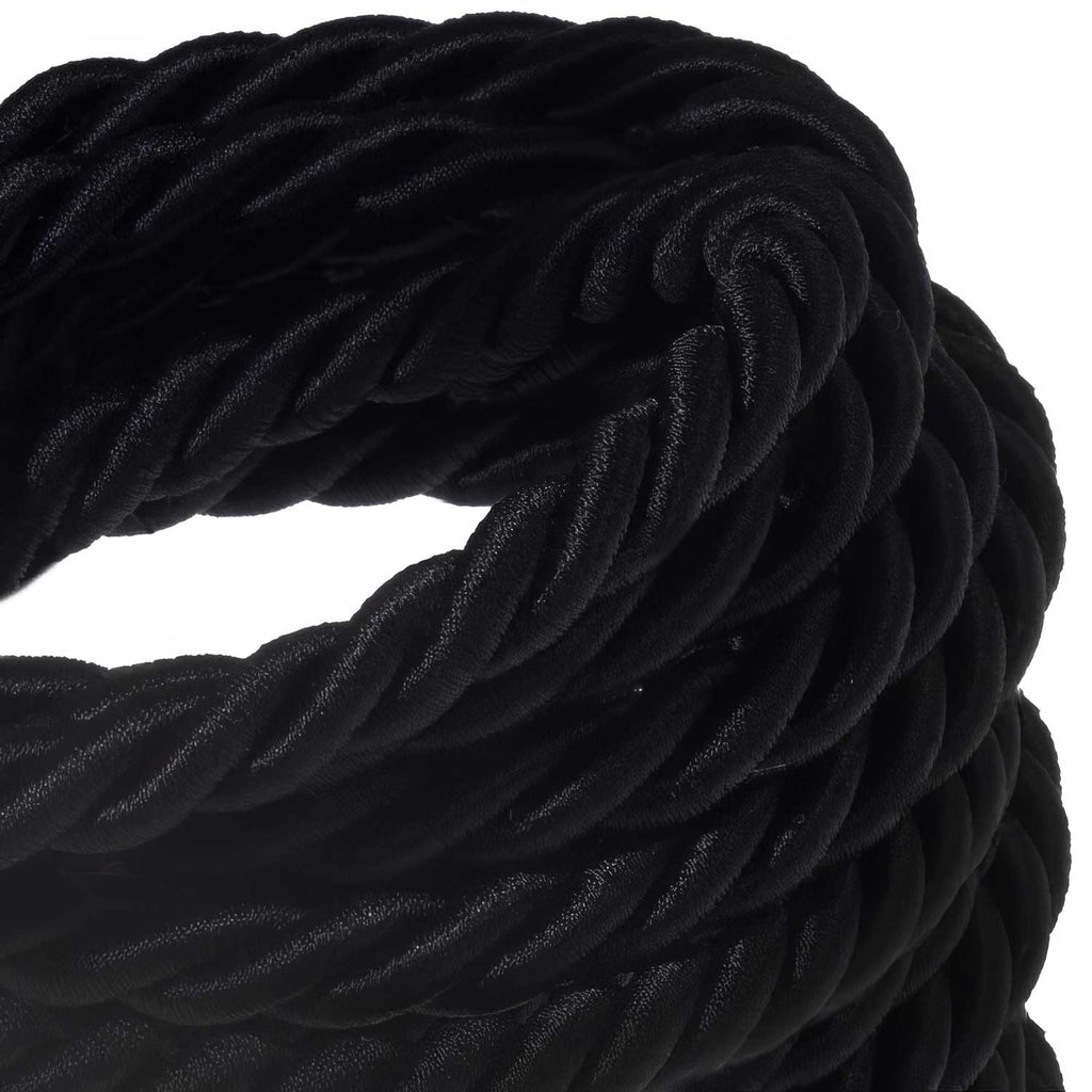 3x0,75 Elektrokordel ummantelt mit glänzendem schwarzem Stoff – Ansicht 2