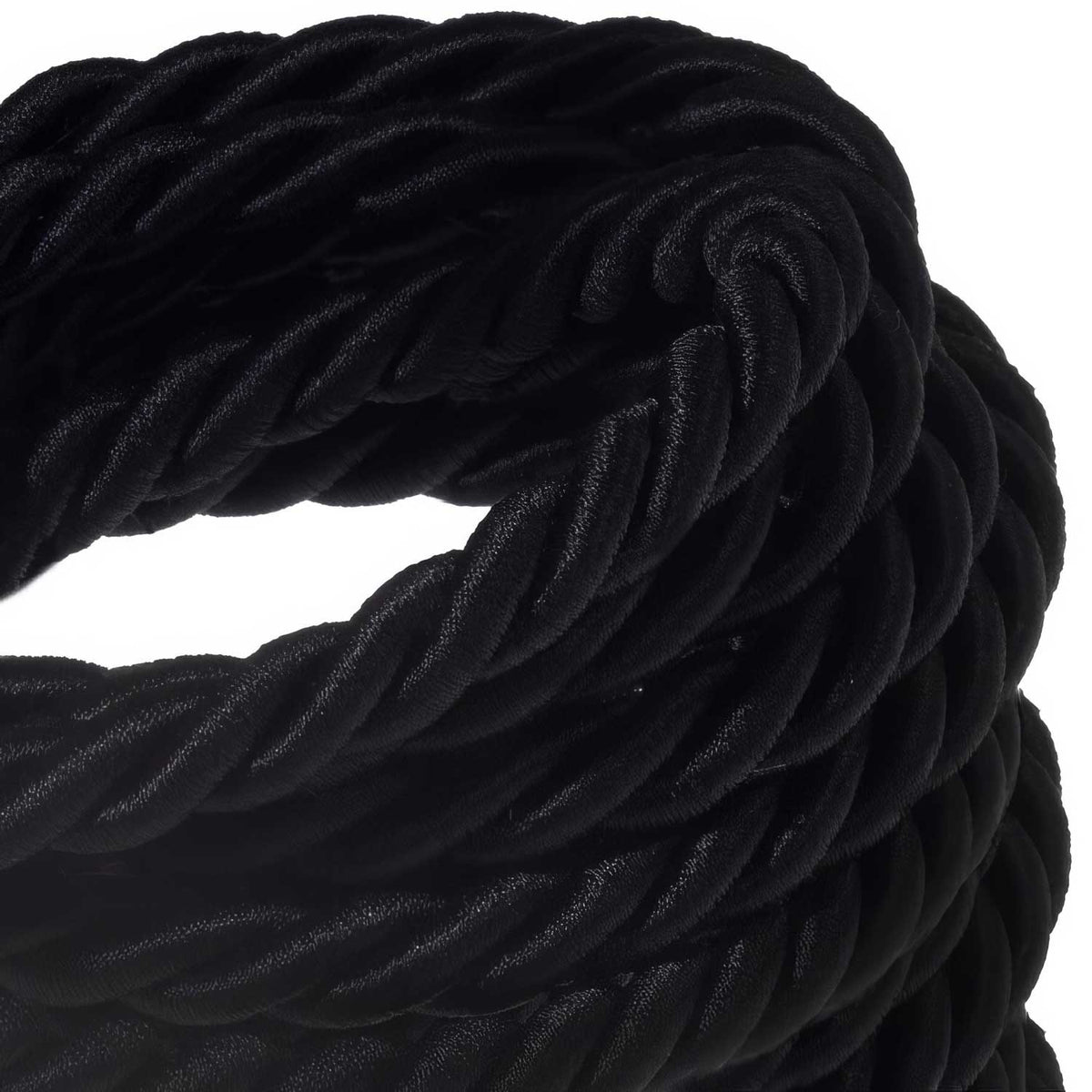 3x0,75 Elektrokordel ummantelt mit glänzendem schwarzem Stoff – Ansicht 2