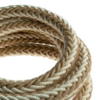 2XL geflochtene Kordel aus Jute und naturweißer Baumwolle, Textilkabel 2x0,75. Durchmesser 24mm – Ansicht 2