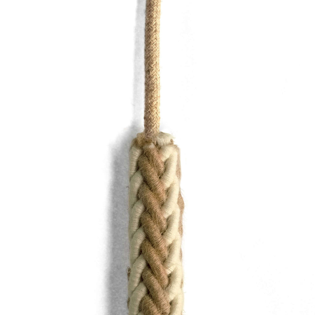2XL geflochtene Kordel aus Jute und naturweißer Baumwolle, Textilkabel 2x0,75. Durchmesser 24mm – Ansicht 3