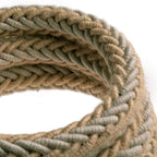 Zweifach geflochtenes 2XL-Kabel aus Jute und natürlichem grauen Leinen, Elektrokabel 2x0,75. Durchmesser 24 mm – Ansicht 2