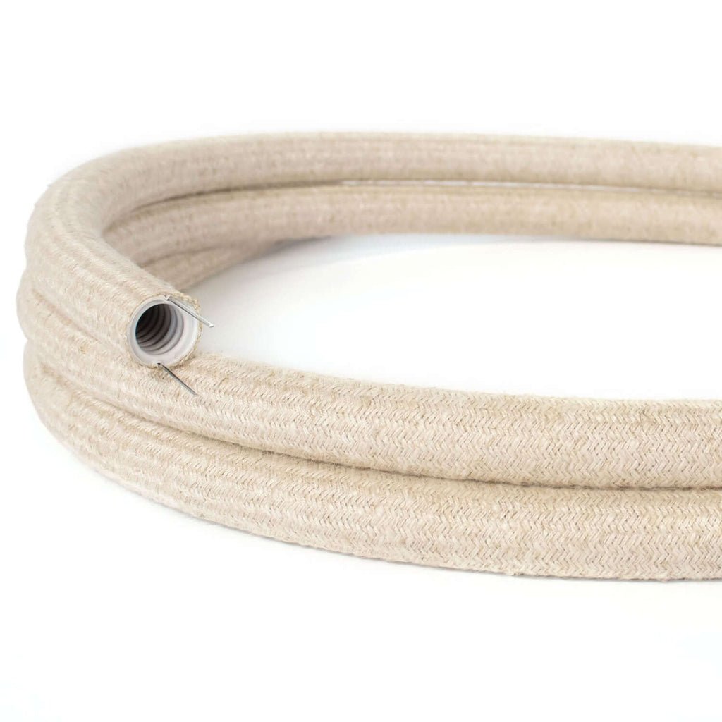 Creative-Tube, Durchmesser 20 mm, mit Stoff RN01 Naturleinen ummantelt, formbarer Textilummantelter Kabelkanal
