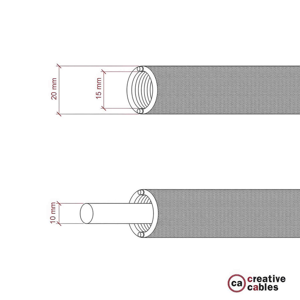 Creative-Tube, Durchmesser 20 mm, mit Gewebe RN02 Naturleinen Grau ummantelt, flexible Kabelkanalführung – Ansicht 5