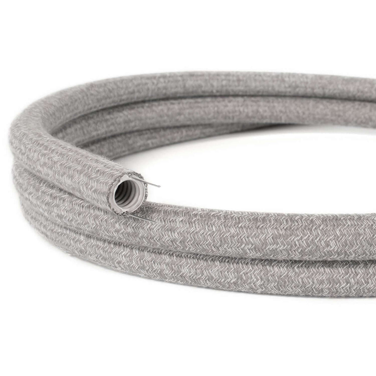 Creative-Tube, Durchmesser 20 mm, mit Gewebe RN02 Naturleinen Grau ummantelt, flexible Kabelkanalführung