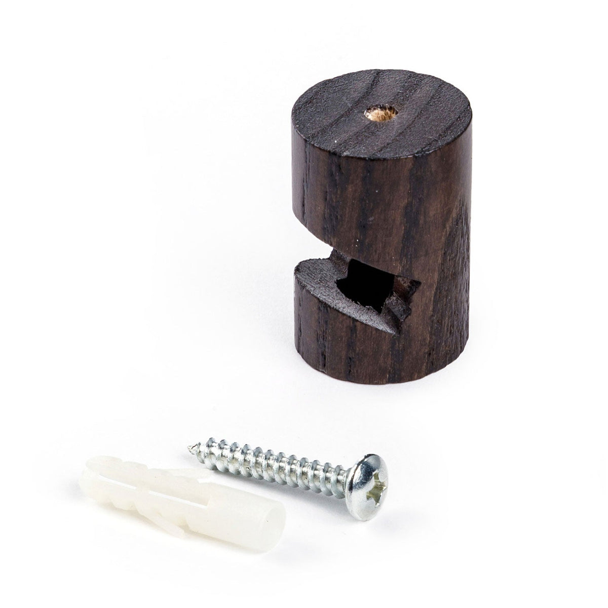 Dezentralisator, V-Haken für Decke oder Wand aus Holz für Textilkabel – Wenge-Effekt – Ansicht 2