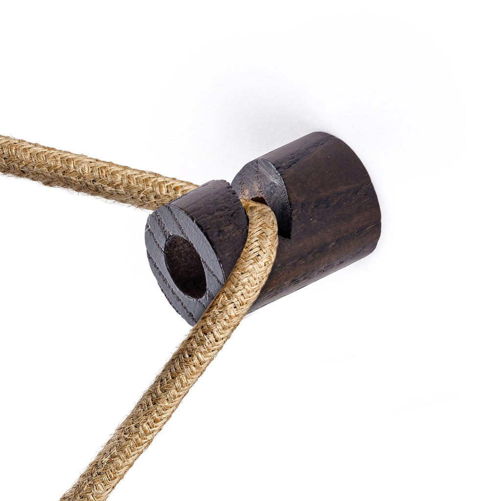Dezentralisator, V-Haken für Decke oder Wand aus Holz für Textilkabel – Wenge-Effekt