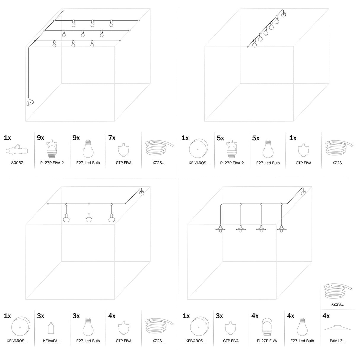 Eiva-2 – Außenfassung mit Doppelausgang IP65, E27-Fassung für Modulair-System – Schwarz – Ansicht 7