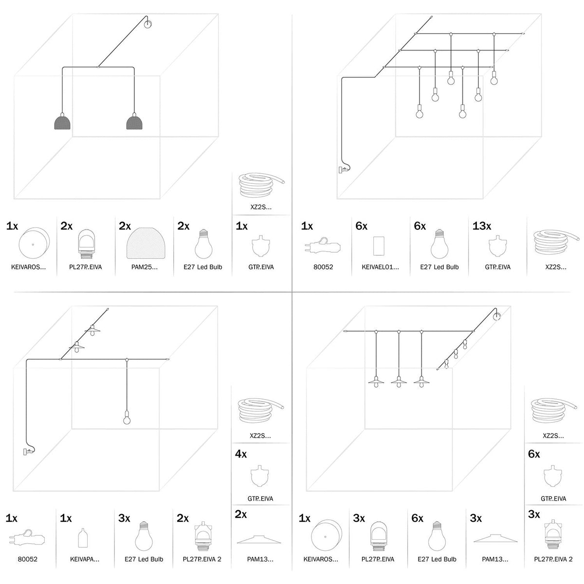 Eiva-2 – Außenfassung mit Doppelausgang IP65, E27-Fassung für Modulair-System – Schwarz – Ansicht 6